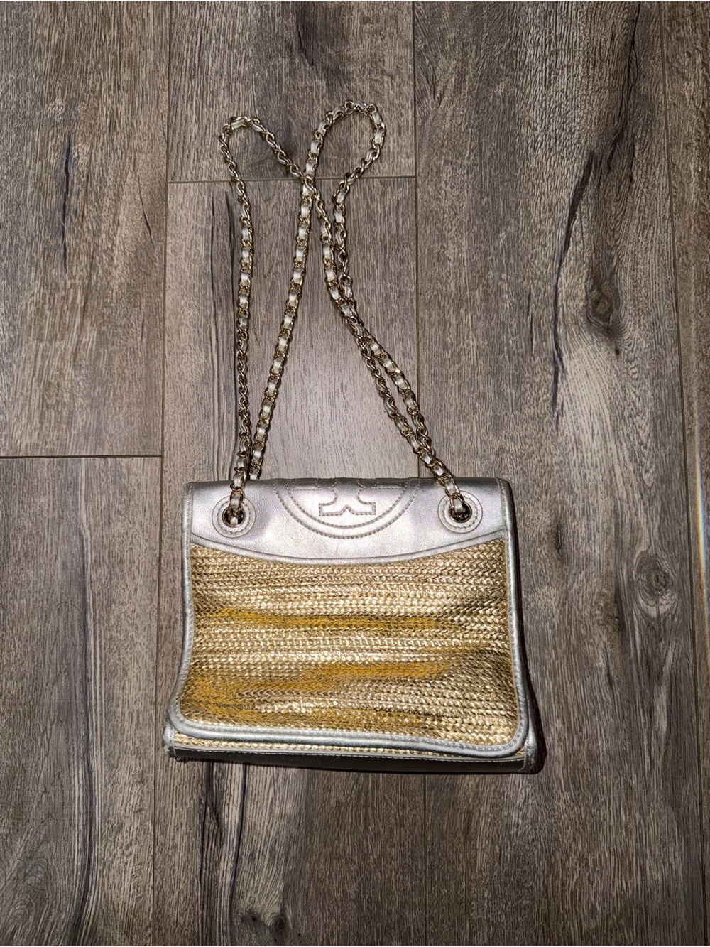 Tory Burch Silver and Gold Metallic Purse